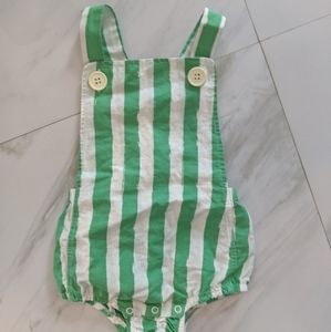 Noe Zoe Green stripe romper 18-24